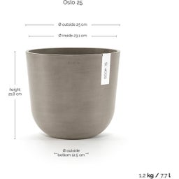 Ecopots Topf Oslo taupe - Ø 25 cm, Höhe 21,80 cm