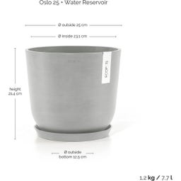 Ecopots Oslo Blanc Gris + Réservoir d'Eau - Ø 25 cm, Höhe 21,80 cm