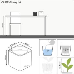 CUBE Glossy 14 Tabletop Planter, Snow Scarlet High Gloss - 1 item