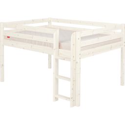 CLASSIC polvisoka postelja z navpično lestvijo, 140 x 200 cm - Bela lazura