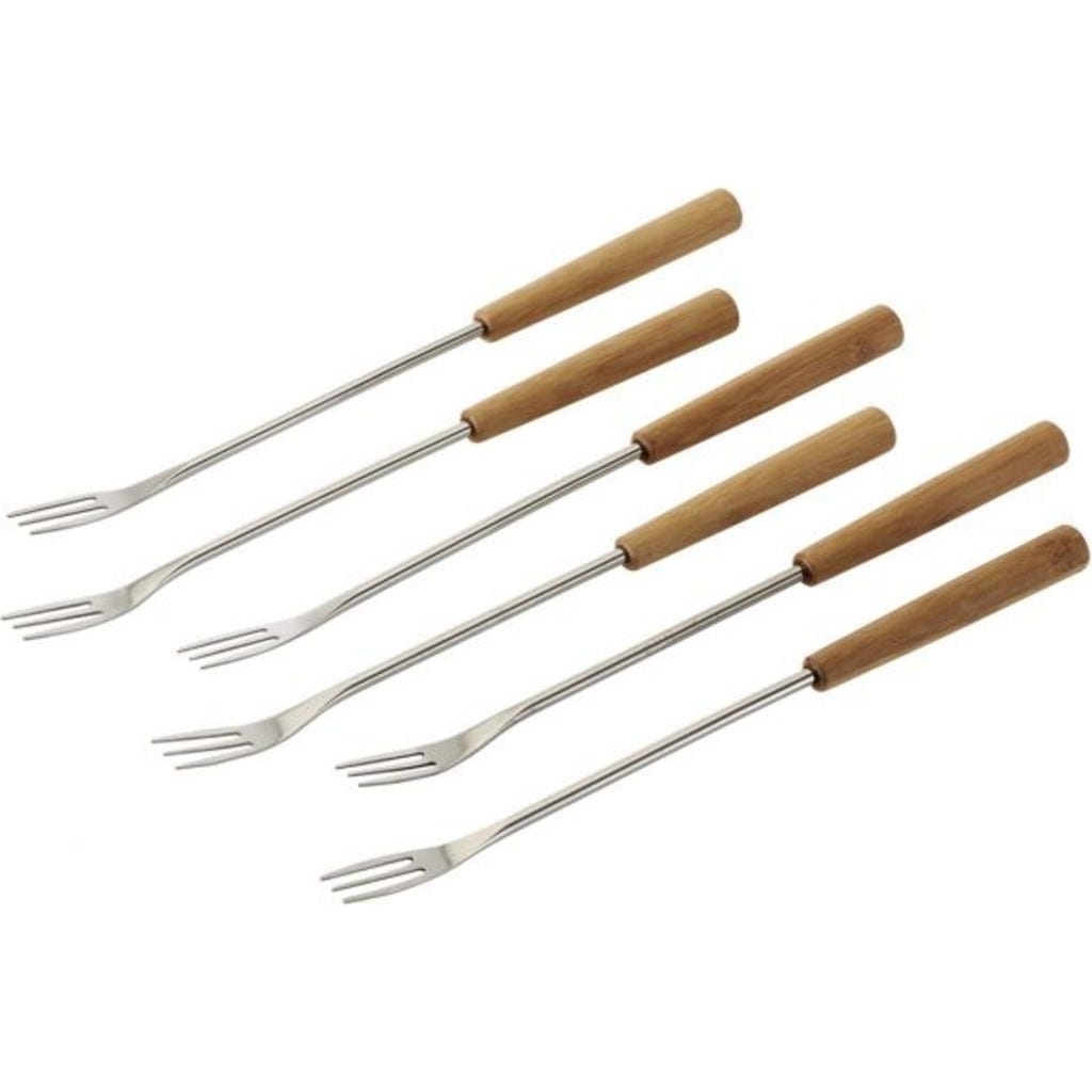 6 Fourchettes à Fondue Kuhn Rikon - Acier Inoxydable, Manche Inox, 26.5cm, Pour Fondue Au Fromage