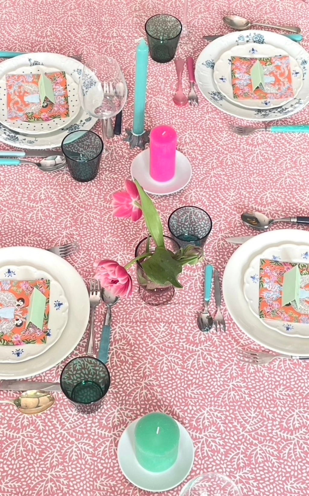 rozablue Rectangular Tablecloth, Small - Floral Coral
