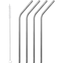 Qwetch Pajita de Acero Inoxidable - Curva - 4 unidades