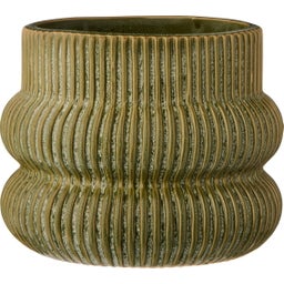 IB Laursen Planter with Grooves Ø 16 cm - Green