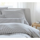 Hamburger Stripes Mako Satin Duvet Cover, grey-white - 135/140 x 200 cm