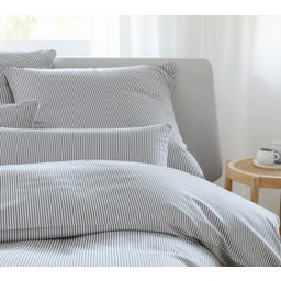 Hamburger Stripes Mako Satin Duvet Cover, grey-white - 135/140 x 200 cm