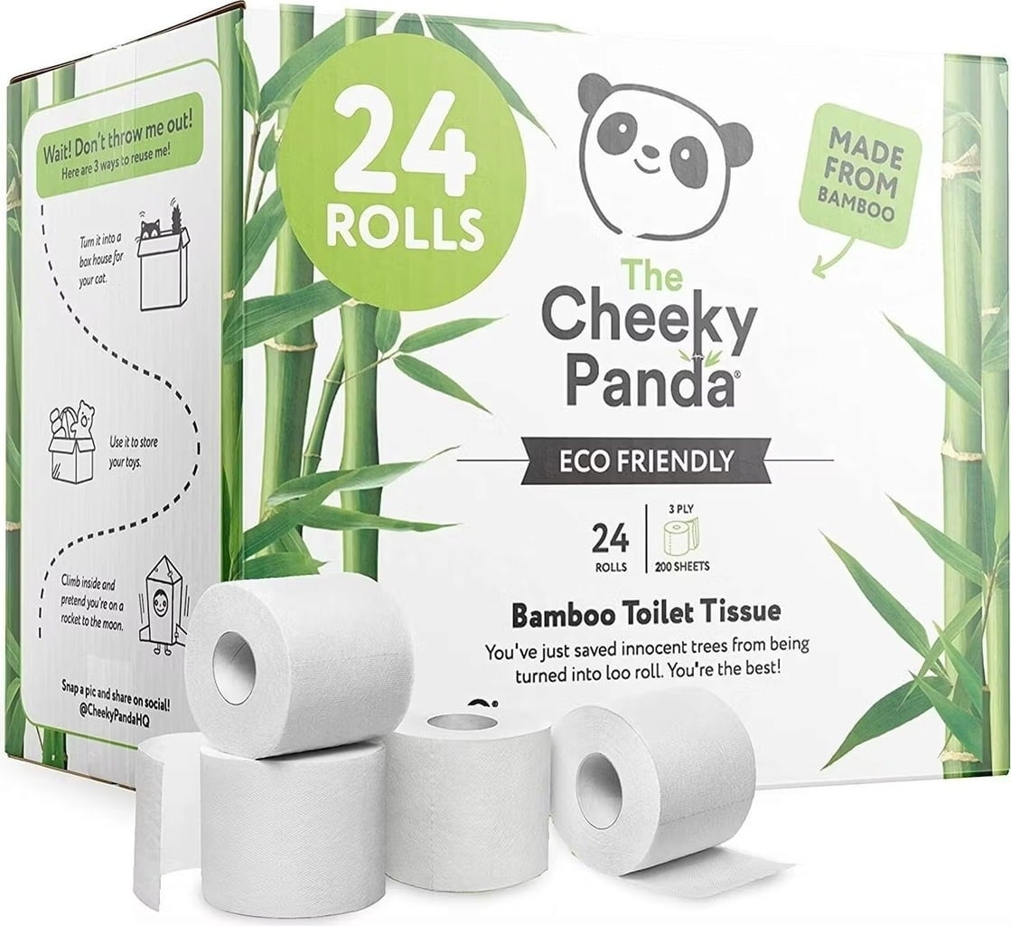 Cheeky Panda Toilettenpapier Großpackung - 24 Rollen x 200 Blatt
