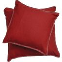 SYLT Uni Cushion Cover with Decorative Stitch, 50 x 50 cm - China red