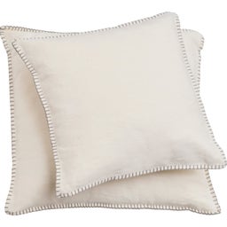 SYLT Uni Cushion Cover with Decorative Stitch, 50 x 50 cm - Raw white