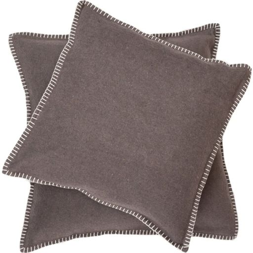 SYLT Uni Cushion Cover with Decorative Stitch, 50 x 50 cm - Fango