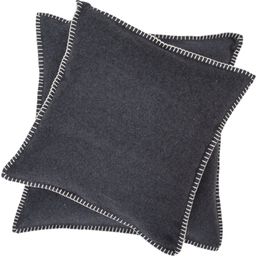 SYLT Uni Cushion Cover with Decorative Stitch, 50 x 50 cm - Anthracite