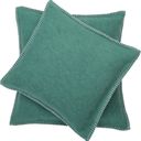 SYLT Uni Cushion Cover with Decorative Stitch, 40 x 40 cm - Bottle green