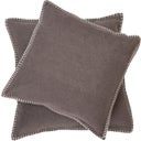 SYLT Uni Cushion Cover with Decorative Stitch, 40 x 40 cm - Fango