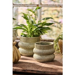IB Laursen Planter with Grooves Ø 13.5 cm - Green
