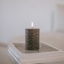 Eulenschnitt Blockkerze Olive Klein - Schwarz