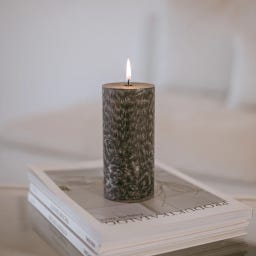 Eulenschnitt Olive Pillar Candle, large - Black