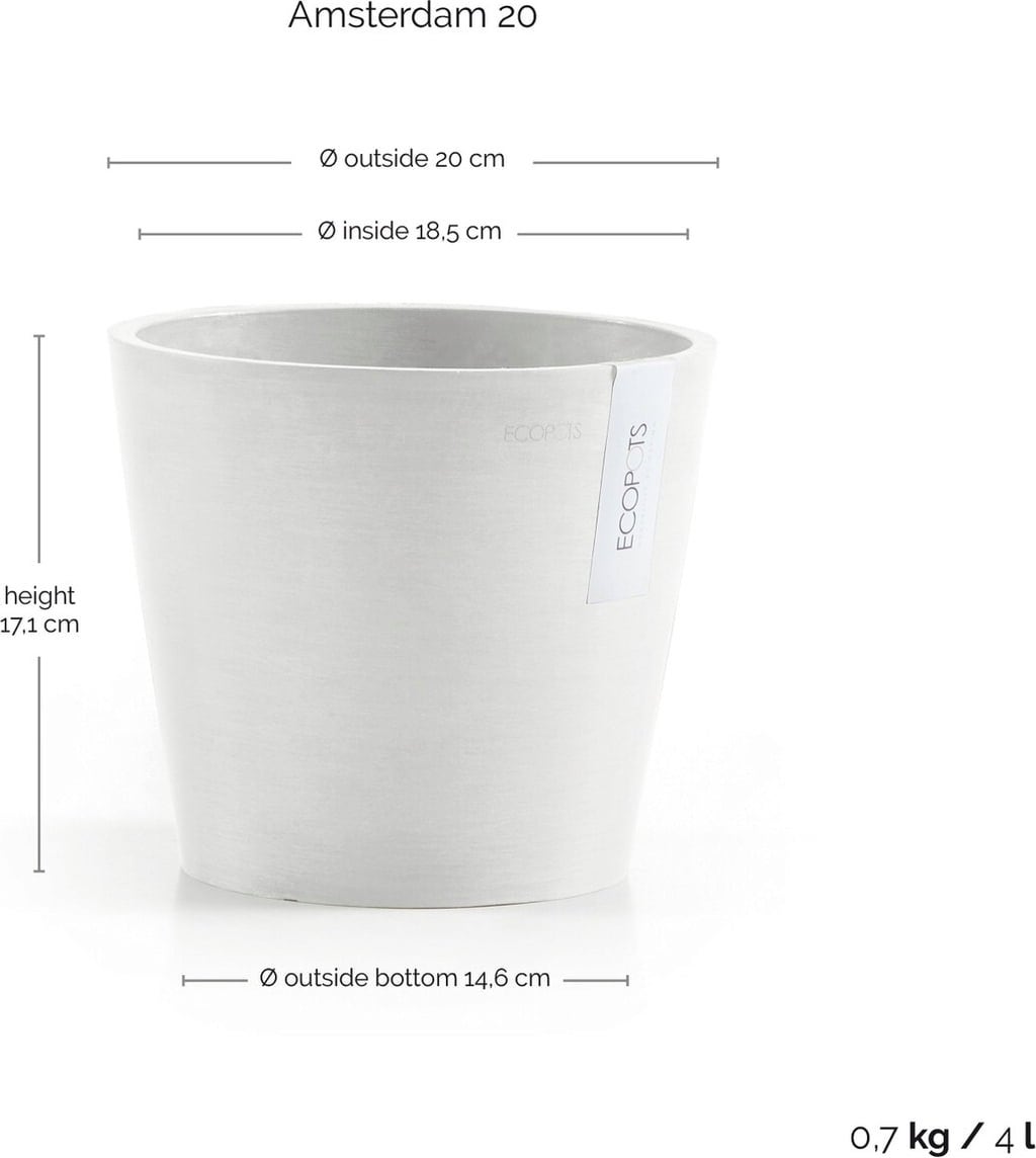 Ecopots Amsterdam - White - Ø 20 cm