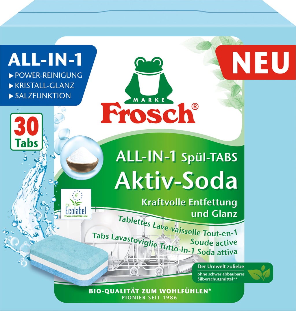 All-in-1 Active Soda Dishwasher Tabs, 30 Tabs