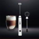 Handheld Milk Frother with 2 Whisks & USB Connection, Silver