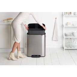 Bo Pedal Bin with Plastic Insert - 60 Litres - Matt Steel Fingerprint Proof
