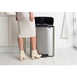 Bo Pedal Bin with Plastic Insert - 60 Litres - Matt Steel Fingerprint Proof