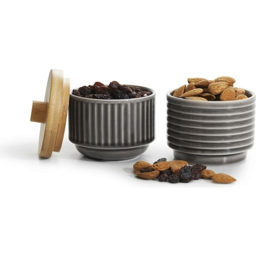 Coffee & More - Set of 2 Bowls with Lid - Grey - 1 set