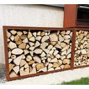 Prima terra Infinita Firewood Shelf with Rust Patina