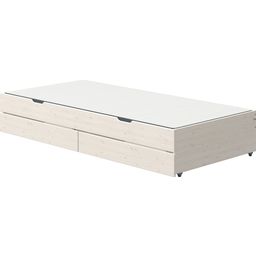 CLASSIC Ausziehbett mit 2 Schubladen, 90x200 cm - Weiß lasiert