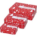 Set of 3 Cookie Tins, Christmas Gift Wrap