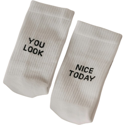 Eulenschnitt Socken weiß - You look nice today - S (35-38)