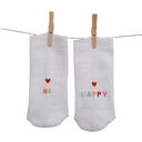 Eulenschnitt Socken weiß - Be happy - S (35-38)