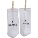 Eulenschnitt Socken weiß - Coffee Lover - S (35-38)