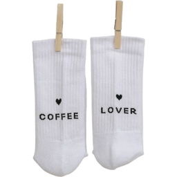 Eulenschnitt Socken weiß - Coffee Lover - S (35-38)