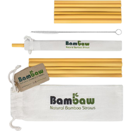 Bambaw Pajitas de Bambú con Bolsa de Algodón - 6 Uds. / 14 cm, 6 Uds. / 22 cm