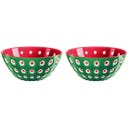 Set of 2 Bowls Ø12cm LE MURRINE, Emerald Green/White/Red
