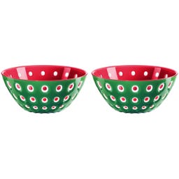 guzzini LE MURRINE - Set di 2 Ciotole Ø 12 cm - Emerald Green/White/Red