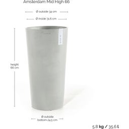 Ecopots Amsterdam Pflanztopf Mid High 66 - Weissgrau