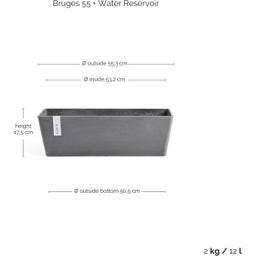 Bruges Blomlåda med Vattenreservoar 55 cm - Grå