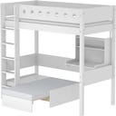 WHITE High Bed Casa WHITE with Sofa Bed, Hanging Desk and Vertical Ladder, 90 x 200 cm - 