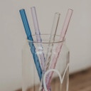 Strohhalme gedreht aus Glas - 20cm im 4er Set - Rosa
