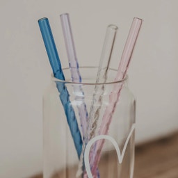Strohhalme gedreht aus Glas - 20cm im 4er Set - Rosa