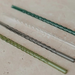 Pailles Torsadées en Verre - 20 cm par Lot de 4 - Grün