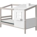 CLASSIC Einzelbett mit 1/2 Haus, 90x200 cm - Grau lasiert / deckend Weiß