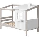 CLASSIC Single Bed with 1/2 House, 90 x 200 cm - Grey glazed / opaque white