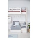 CLASSIC Hochbett 184 cm mit Sofa, Schreibtisch, Leiter und Absturzsicherung - Weiß lasiert
