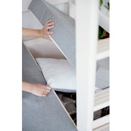 CLASSIC Hochbett 184 cm mit Sofa, Schreibtisch, Leiter und Absturzsicherung - Weiß lasiert