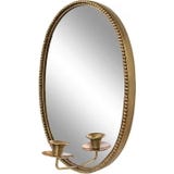 "Louise" Mirror with Candle Holder, Antique Brass