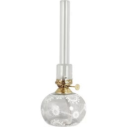 Lampe à Pétrole « Marja » ovale, fleurs blanches