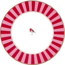 Pip Studio Teller Love Birds gestreift Rot/Rosa - 17 cm