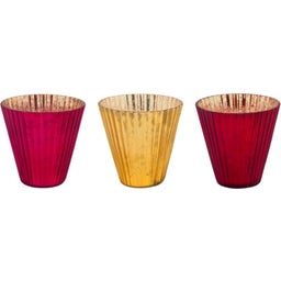 Teelicht Halter 3er-Set rot Medium 10 x 10,5 cm - 1 Set